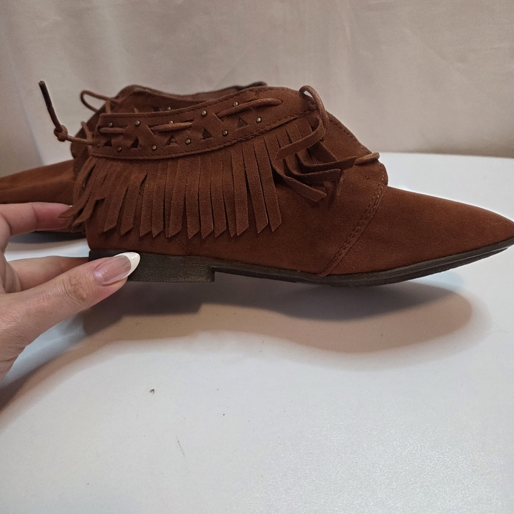 Fringed Brown Women's Ankle Boots Brand New Size 7